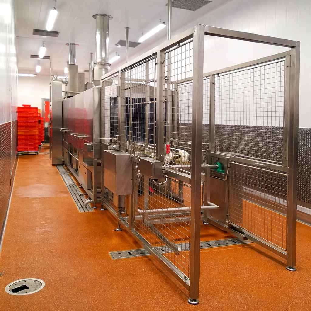 In-line tote bin washer